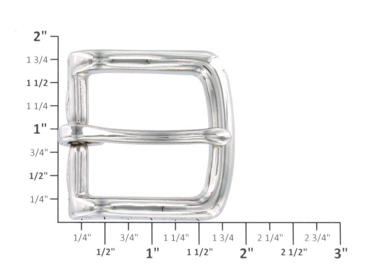 B1049 Nickel Plate, Heel Bar Buckle, Solid BrassLL, Multiple Sizes