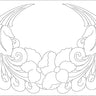 A black and white tooling pattern for a fringe purse, featuring an intricate floral-like design.