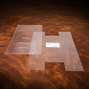 2 clear acrylic templates for making a leather bag