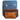 Brown leather pouch with quilted design and gold zipper, behind are two blue acrylic templates for crafting the bags, placed on a white surface.
