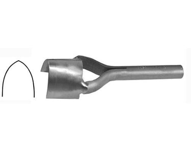 Metal pointed end strap punch tool on a white background
