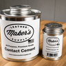 Contact cement glue in a metal can with integrated brush applicator