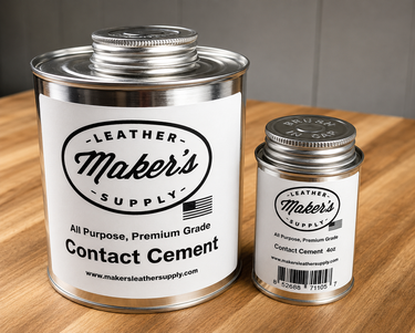 Contact cement glue in a metal can with integrated brush applicator