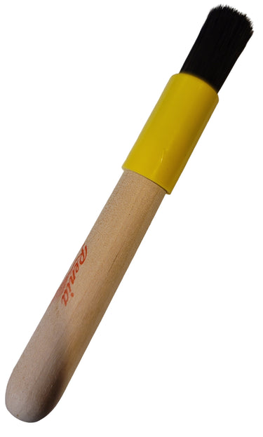 An extra brush for water base glue jars with a yellow and black color scheme, featuring a wooden handle and a black brush head.