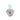 A glass alcohol burner with a cap on top on a white background. Inside is a string used for lighting the flame.