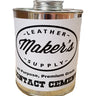 A can of Maker's Contact Cement from Leather Maker's Supply. The can is labeled with the brand name and the product name, and it's on a white surface.