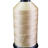 A spool of beige bonded nylon thread on a white background.