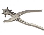 A nickel plated metal revolving hole punch with multiple switchable tube sizes for various hole punching.