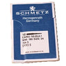 A pack of Schmetz sewing machine needles, size 24, displayed on a blue and white card with product information.