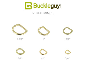 2011 Natural Brass, D-Ring, Solid Brass-LL, Multiple Sizes