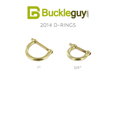 2014 Solid Brass, D-Ring with Screw, Multiple Sizes