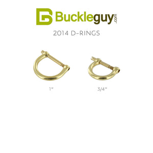 2014 Solid Brass, D-Ring with Screw, Multiple Sizes