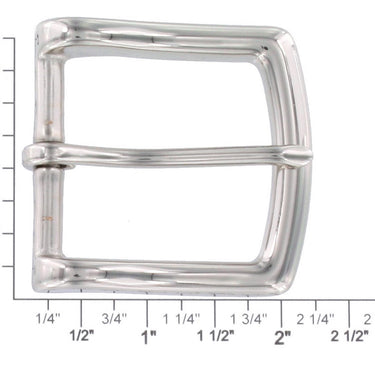 B1049 Nickel Plate, Heel Bar Buckle, Solid Brass-LL, Multiple Sizes