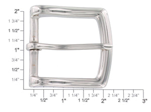 B1049 Nickel Plate, Heel Bar Buckle, Solid Brass-LL, Multiple Sizes