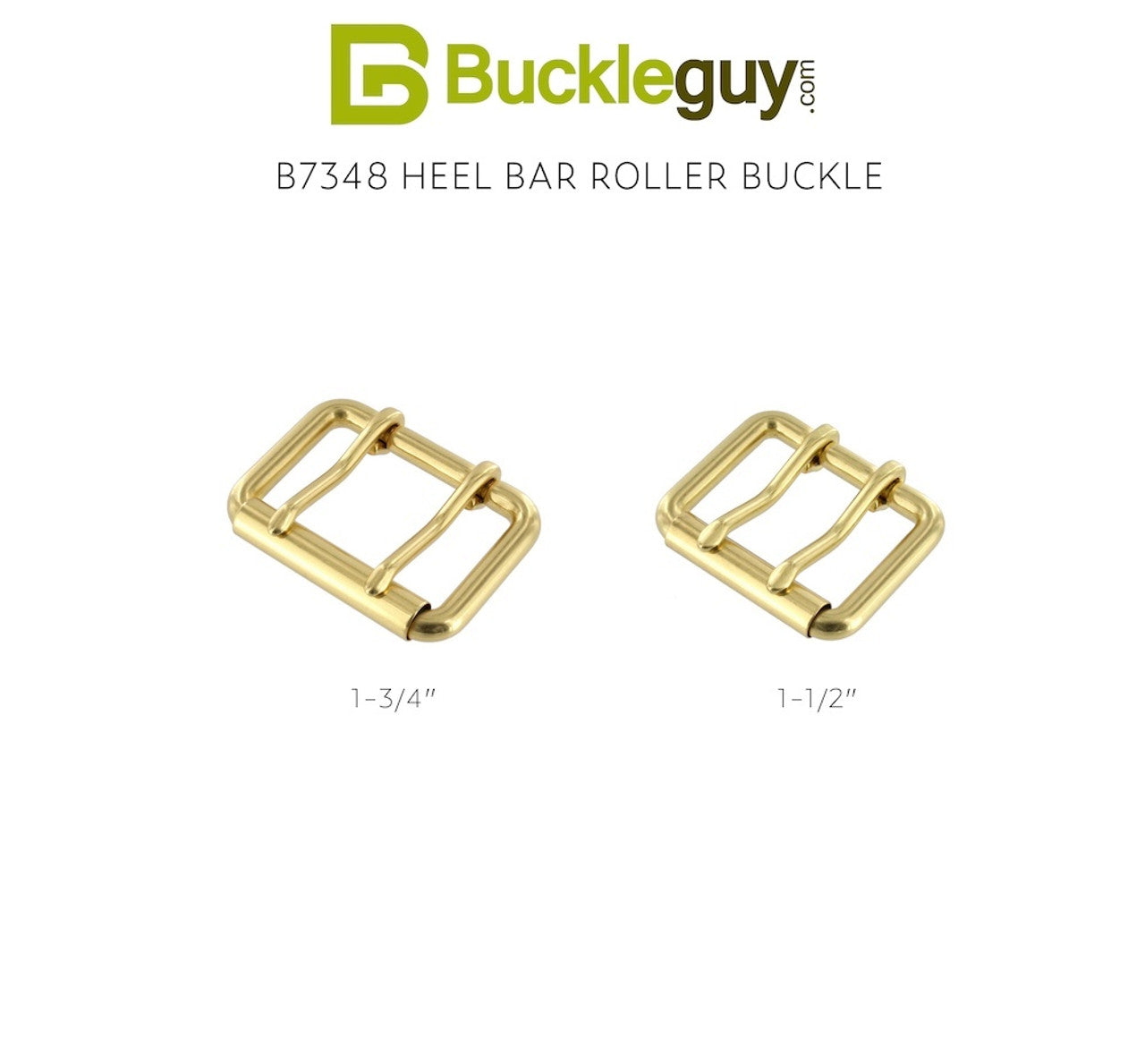 No. 5 Natural Brass, Heel Bar Buckle, Solid Brass-LL, Multiple Sizes 