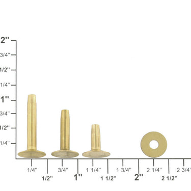 BRB09 #9 Brass Rivets w/ Burrs, Solid Brass (100 sets per bag), Multiple Sizes