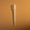 Clear plastic pipette on a brown textured background