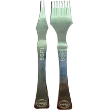 Load image into Gallery viewer, Two maker&#39;s leather supply branded pricking irons engraved with the text 8SPI indicating eight stitches per square inch. 
