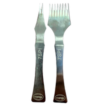 Load image into Gallery viewer, Two maker&#39;s leather supply branded pricking irons engraved with the text 7SPI indicating seven stitches per square inch. 