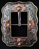 (179) Floral Rope Edge Tri-Color Cart Buckle 3/4" - 186129