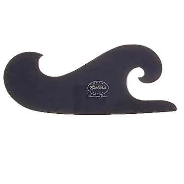 An acrylic black French Curve drawing tool template for measuring and leather projects.
