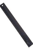 Load image into Gallery viewer, A navy blue 18 inch acrylic centering ruler with a grid on one side and markings on the other, placed on a white surface.