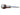 A sharp pointed scratch awl with a tempered blade and a wooden handle, lying on a flat white surface.