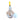 A glass alcohol burner with a lit flame on a white background, next to it's cap.