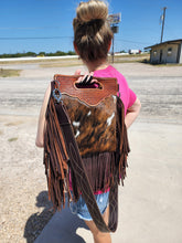 Load image into Gallery viewer, Fringy Cowhide Bag Template