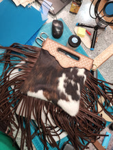 Load image into Gallery viewer, Fringy Cowhide Bag Template