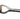 A metal bag punch tool resting in front of a white background.