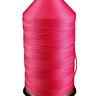 A spool of pink bonded nylon thread for sewing machines.