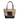 A two-tone tote flexible template laid out on a white surface, with one half leopard print and the other half solid brown, with leather handles.